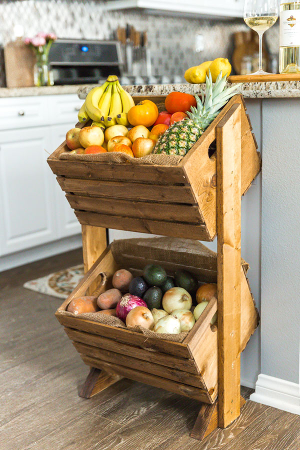 Try building this DIY two-tier produce stand to give all your fruits and vegetables a functional, stylish home right in your kitchen.