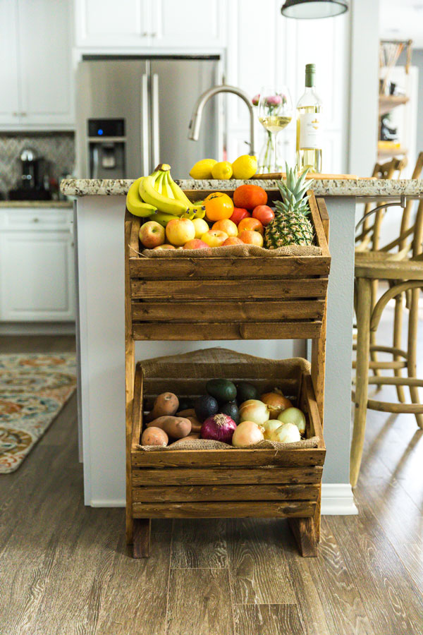 Try building this DIY two-tier produce stand to give all your fruits and vegetables a functional, stylish home right in your kitchen.