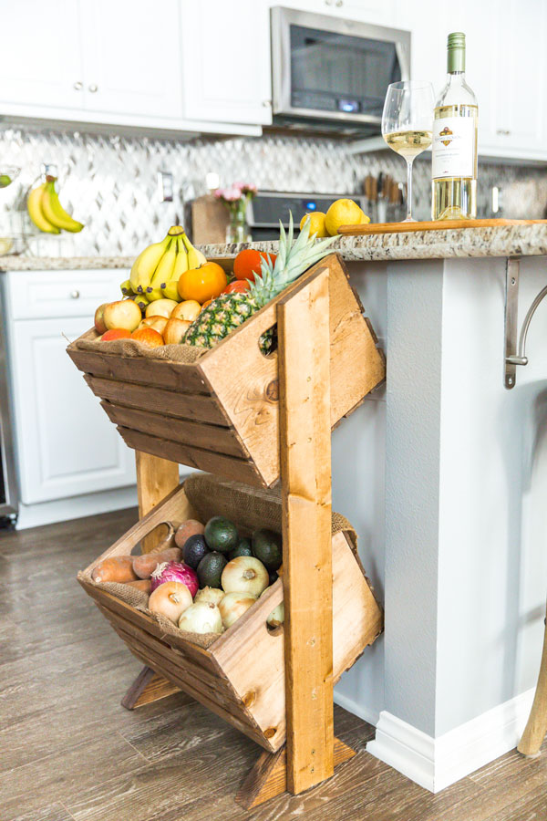 Try building this DIY two-tier produce stand to give all your fruits and vegetables a functional, stylish home right in your kitchen.