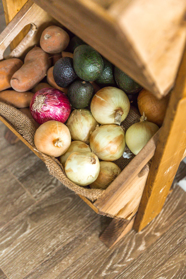 Try building this DIY two-tier produce stand to give all your fruits and vegetables a functional, stylish home right in your kitchen.