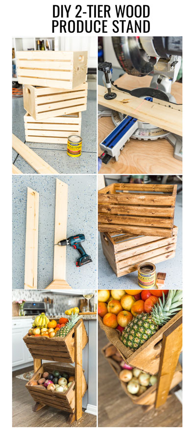 Try building this DIY two-tier produce stand to give all your fruits and vegetables a functional, stylish home right in your kitchen.