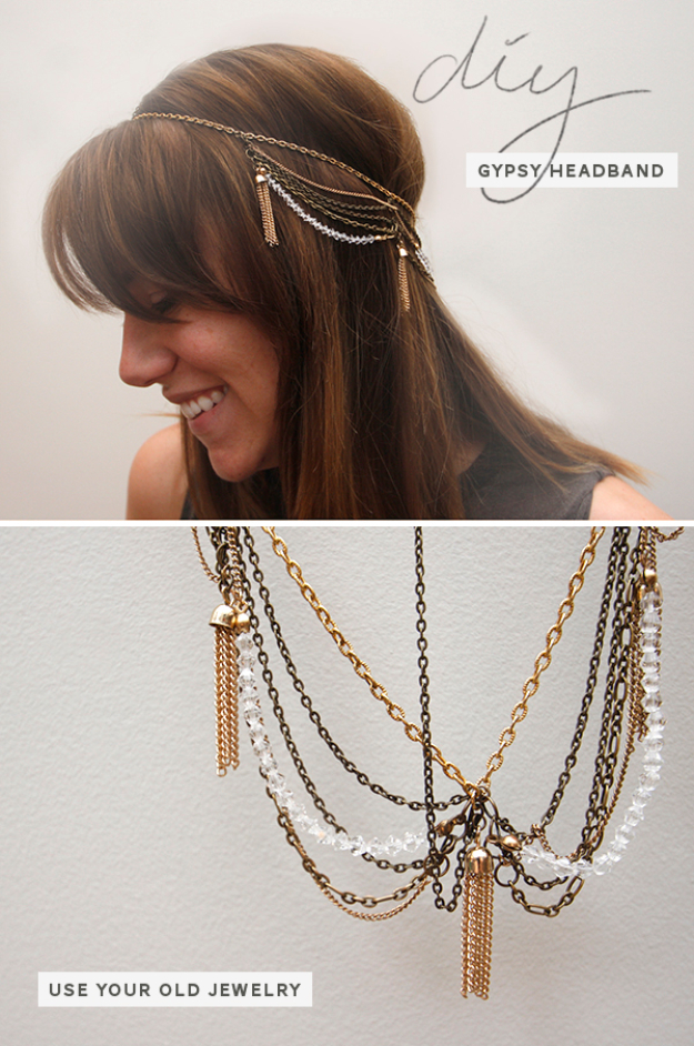 Best DIY Gifts for Girls - DIY Gypsy Chain Headband - Cute Crafts and DIY Projects that Make Cool DYI Gift Ideas for Young and Older Girls, Teens and Teenagers - Awesome Room and Home Decor for Bedroom, Fashion, Jewelry and Hair Accessories - Cheap Craft Projects To Make For a Girl for Christmas Presents http://diyjoy.com/diy-gifts-for-girls