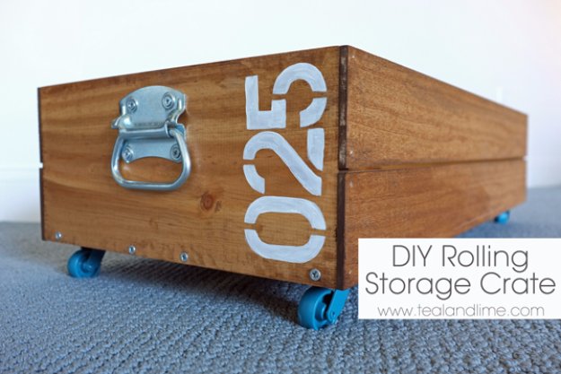  DIY Storage Ideas - DIY Rolling Storage Crate - Home Decor and Organizing Projects for The Bedroom, Bathroom, Living Room, Panty and Storage Projects - Tutorials and Step by Step Instructions for Do It Yourself Organization http://diyjoy.com/diy-storage-ideas-organization