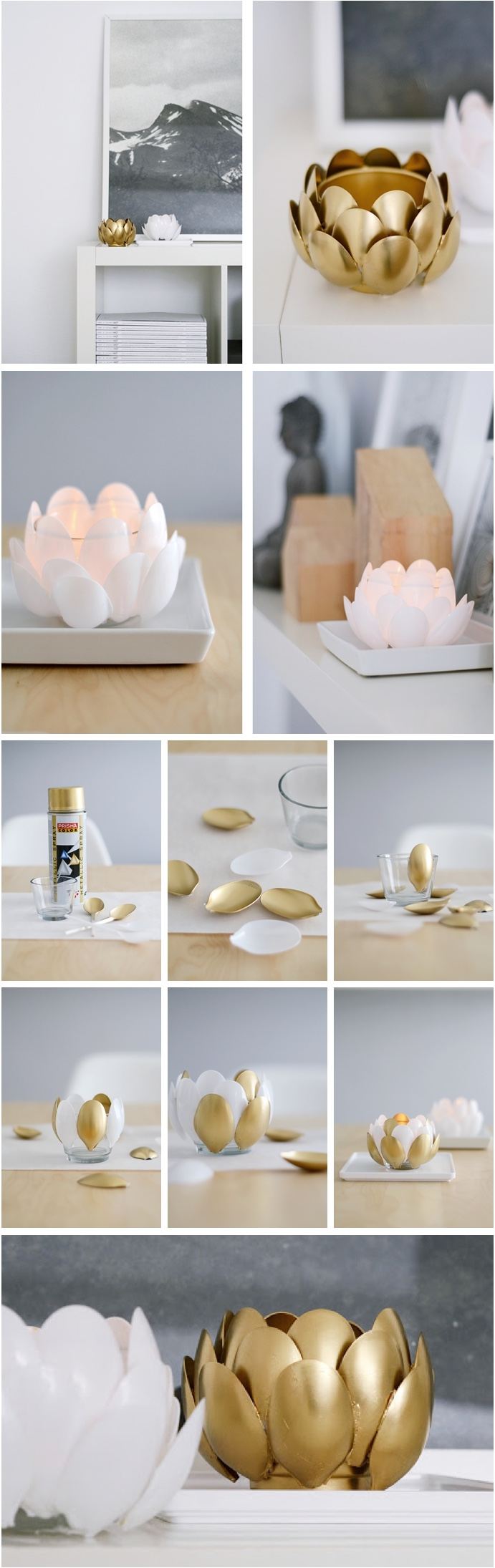 DIY Water Lilies - plastic spoon candle holder