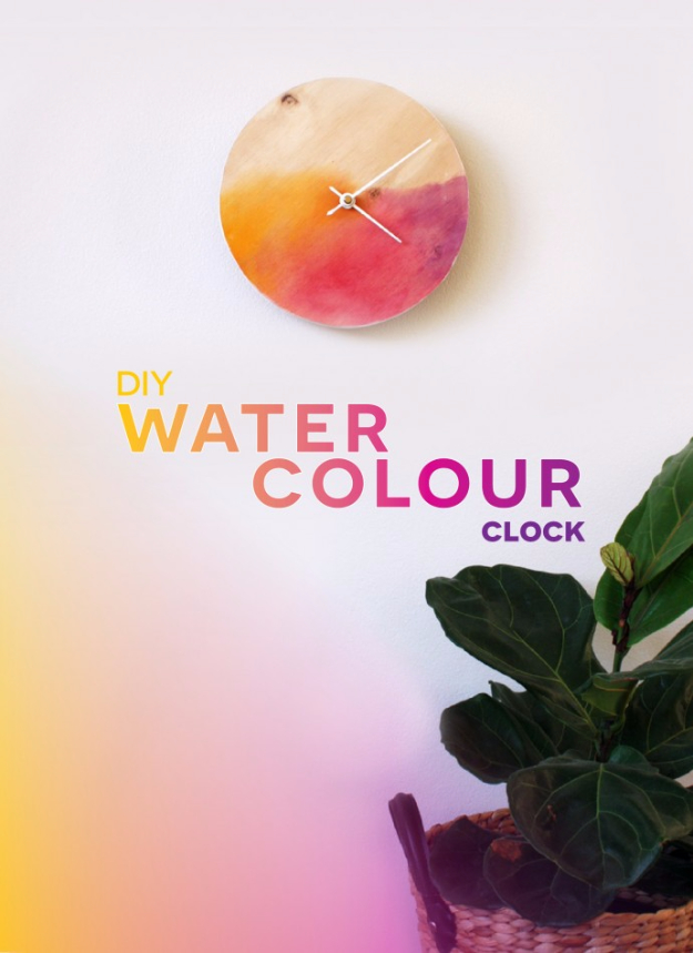 Best DIY Gifts for Girls - DIY Watercolor Clock - Cute Crafts and DIY Projects that Make Cool DYI Gift Ideas for Young and Older Girls, Teens and Teenagers - Awesome Room and Home Decor for Bedroom, Fashion, Jewelry and Hair Accessories - Cheap Craft Projects To Make For a Girl for Christmas Presents http://diyjoy.com/diy-gifts-for-girls