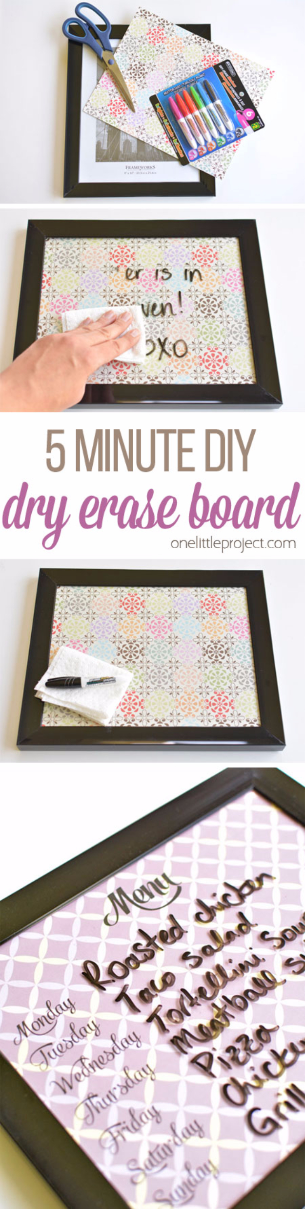 41 Easiest DIY Projects Ever - Easy DIY Whiteboards - Easy DIY Crafts and Projects - Simple Craft Ideas for Beginners, Cool Crafts To Make and Sell, Simple Home Decor, Fast DIY Gifts, Cheap and Quick Project Tutorials http://diyjoy.com/easy-diy-projects
