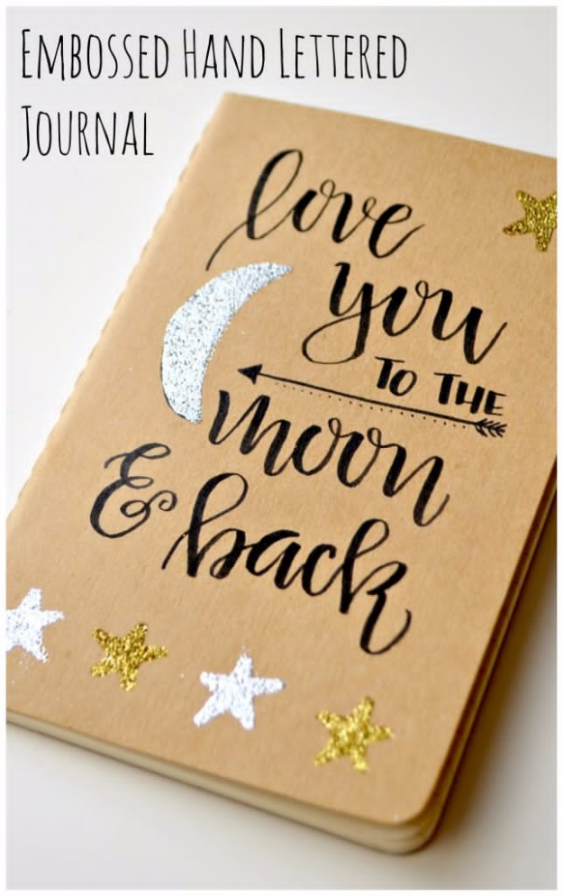 Best DIY Gifts for Girls - Embossed Hand Lettered Journal - Cute Crafts and DIY Projects that Make Cool DYI Gift Ideas for Young and Older Girls, Teens and Teenagers - Awesome Room and Home Decor for Bedroom, Fashion, Jewelry and Hair Accessories - Cheap Craft Projects To Make For a Girl for Christmas Presents http://diyjoy.com/diy-gifts-for-girls