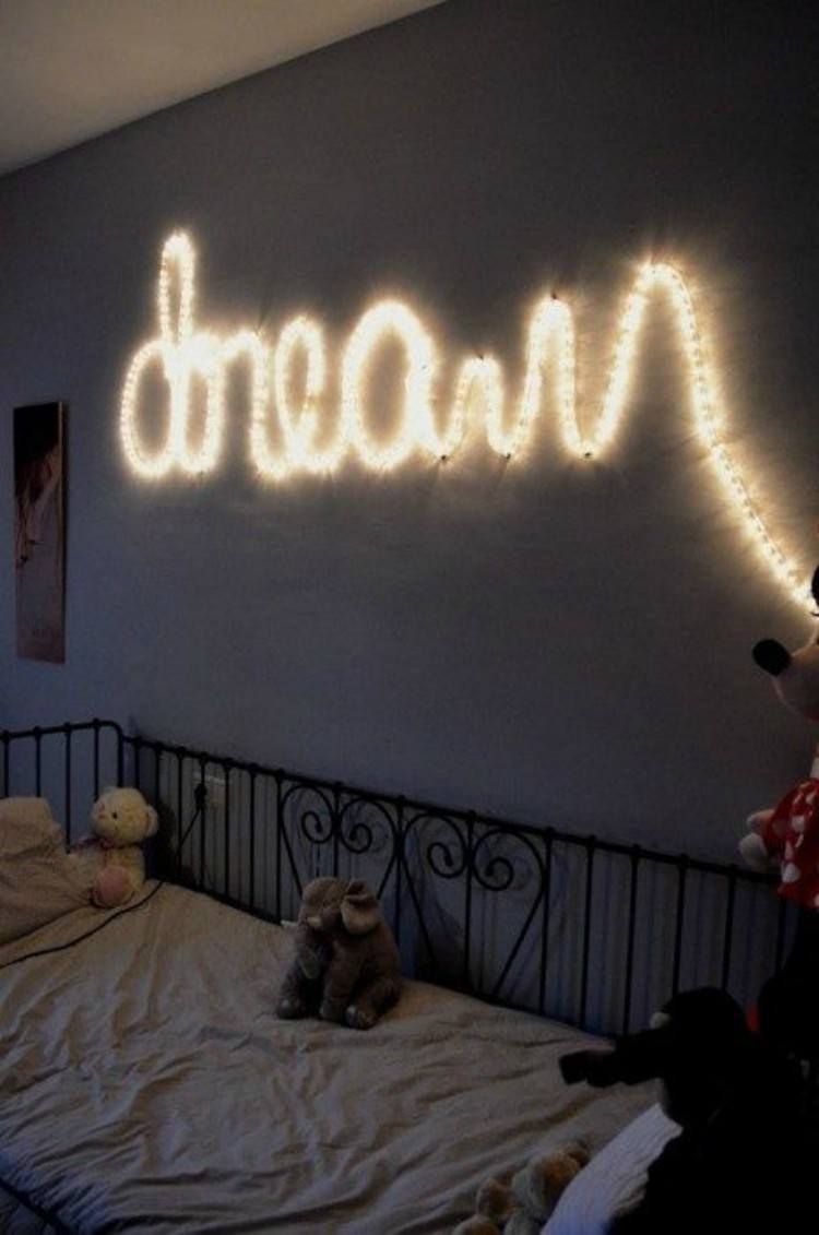Lights spelling out a word.