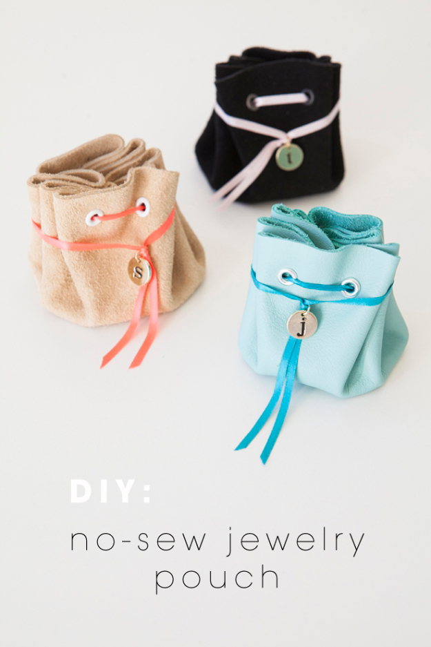 Best DIY Gifts for Girls - No Sew Jewelry Pouch - Cute Crafts and DIY Projects that Make Cool DYI Gift Ideas for Young and Older Girls, Teens and Teenagers - Awesome Room and Home Decor for Bedroom, Fashion, Jewelry and Hair Accessories - Cheap Craft Projects To Make For a Girl for Christmas Presents http://diyjoy.com/diy-gifts-for-girls