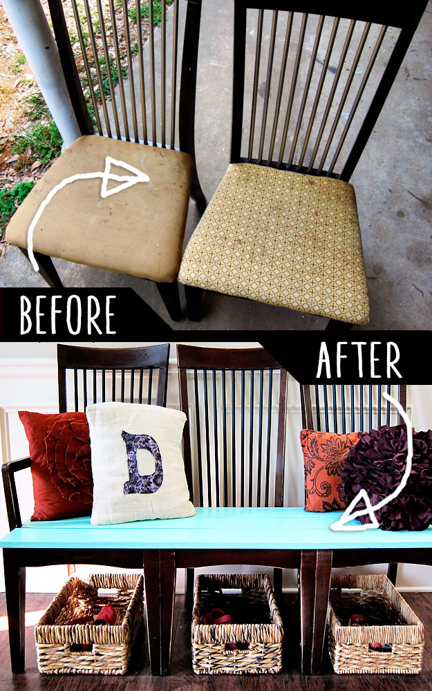 DIY Furniture Hacks | Old Kitchen Chairs Hack | Cool Ideas for Creative Do It Yourself Furniture | Cheap Home Decor Ideas for Bedroom, Bathroom, Living Room, Kitchen - http://diyjoy.com/diy-furniture-hacks