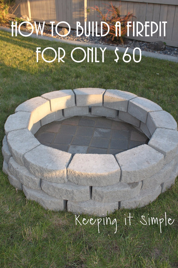 DIY Fireplace Ideas - Outdoor Firepit On A Budget - Do It Yourself Firepit Projects and Fireplaces for Your Yard, Patio, Porch and Home. Outdoor Fire Pit Tutorials for Backyard with Easy Step by Step Tutorials - Cool DIY Projects for Men and Women http://diyjoy.com/diy-fireplace-ideas