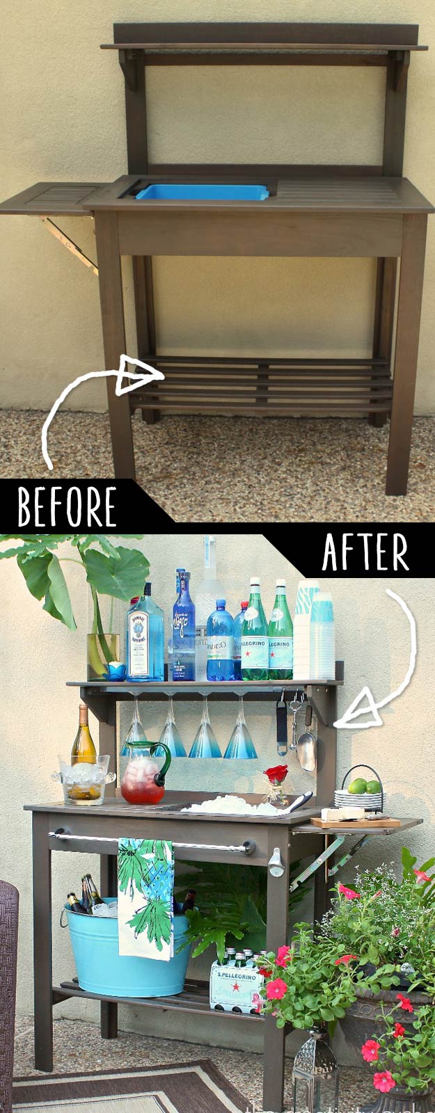 DIY Furniture Hacks | Potting Bench Turned Outdoor Bar | Cool Ideas for Creative Do It Yourself Furniture Made From Things You Might Not Expect - http://diyjoy.com/diy-furniture-hacks