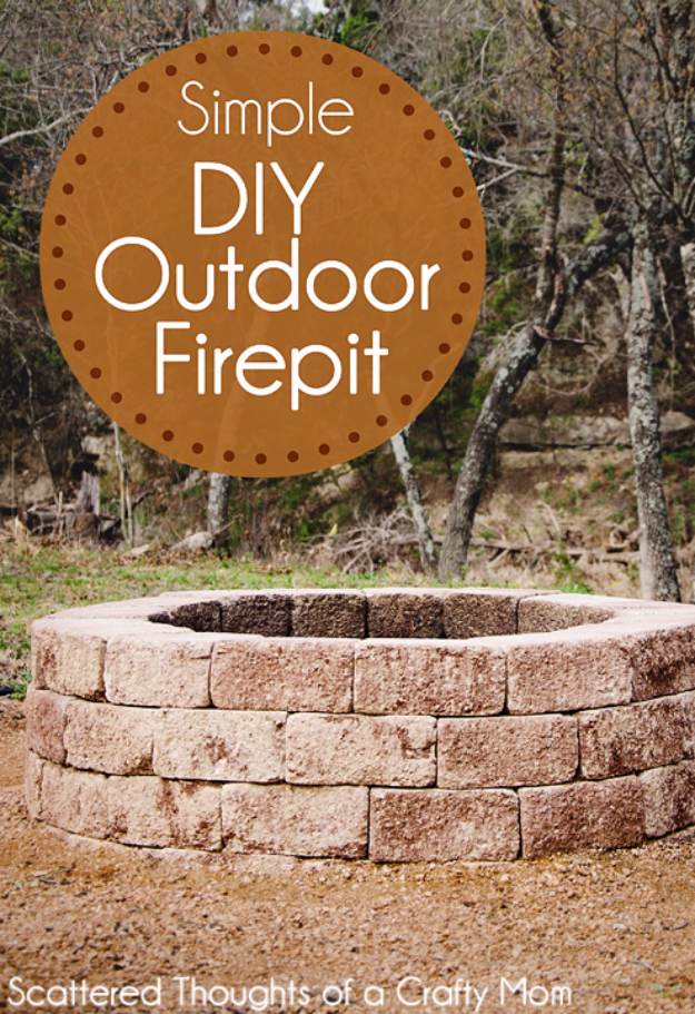 DIY Fireplace Ideas - Simple DIY Outdoor Firepit - Do It Yourself Firepit Projects and Fireplaces for Your Yard, Patio, Porch and Home. Outdoor Fire Pit Tutorials for Backyard with Easy Step by Step Tutorials - Cool DIY Projects for Men and Women http://diyjoy.com/diy-fireplace-ideas