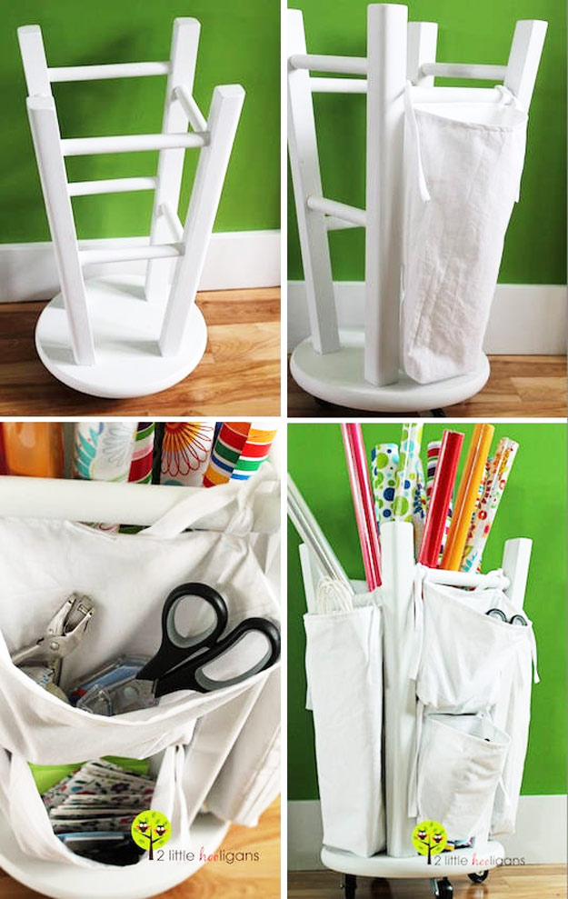 DIY Furniture Hacks | Wooden Stool into a Tool and Crafts Organizer | Cool Ideas for Creative Do It Yourself Furniture | Cheap Home Decor Ideas for Bedroom, Bathroom, Living Room, Kitchen - http://diyjoy.com/diy-furniture-hacks