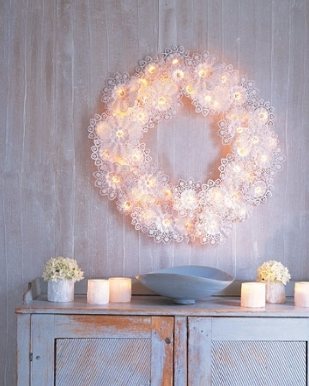 String Light DIY ideas for Cool Home Decor | Paper Doily Wreath Lights are Fun for Teens Room, Dorm, Apartment or Home | http://diyprojectsforteens.com/diy-string-light-ideas/