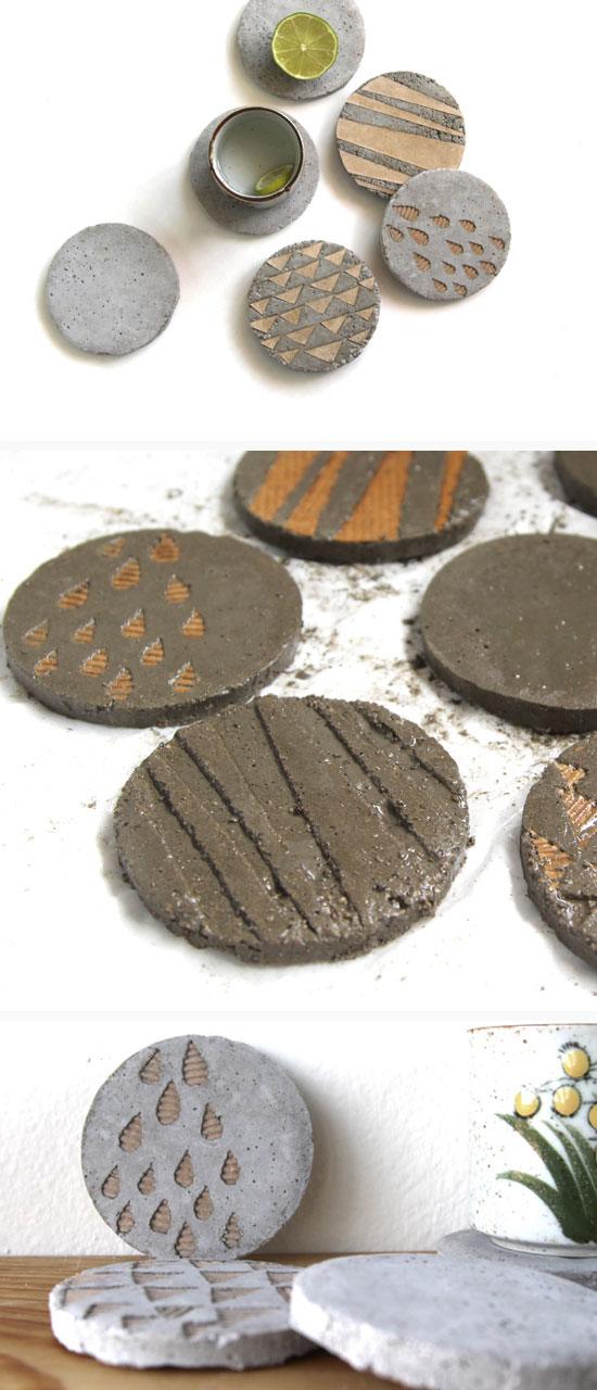Concrete Coasters With Decorative Inserts | Click Pic for 28 DIY Kitchen Decorating Ideas on a Budget | DIY Home Decorating on a Budget