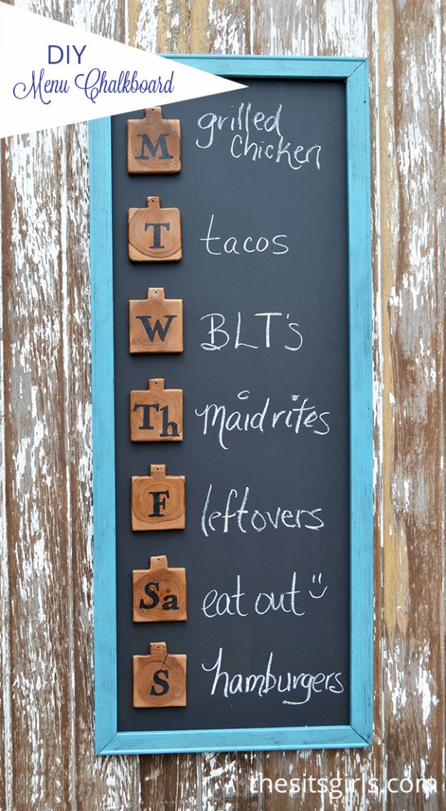 DIY Kitchen Decor Ideas - DIY Menu Board - Creative Furniture Projects, Accessories, Countertop Ideas, Wall Art, Storage, Utensils, Towels and Rustic Furnishings http://diyjoy.com/diy-kitchen-decor-ideas