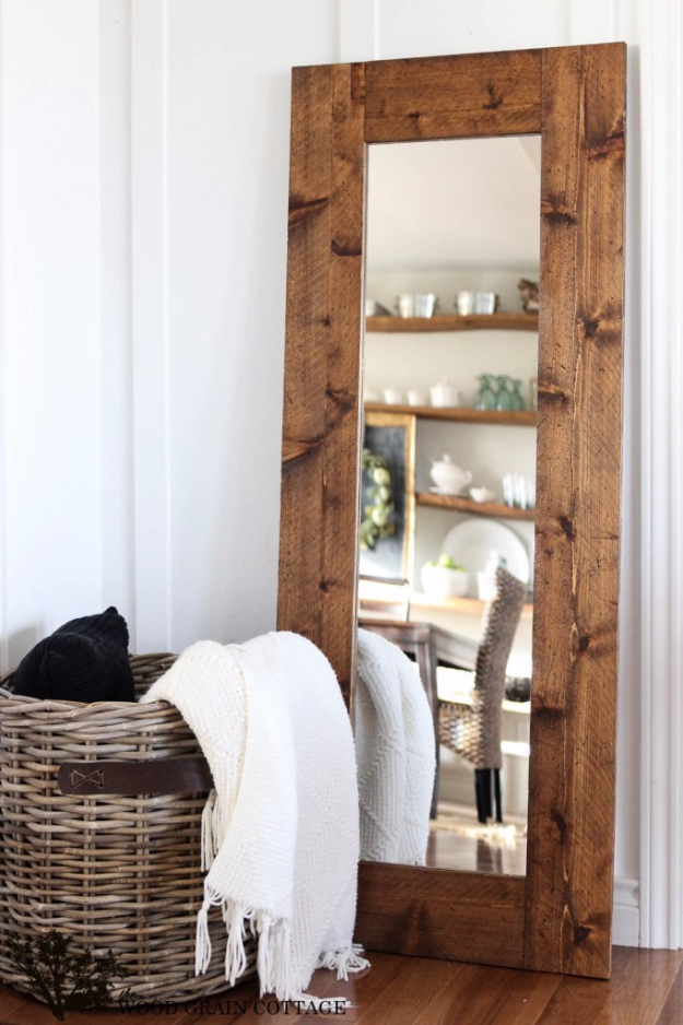 DIY Wood DIY Farmhouse Style Decor Ideas - DIY Wood Framed Mirror - Rustic Ideas for Furniture, Paint Colors, Farm House Decoration for Living Room, Kitchen and Bedroom http://diyjoy.com/diy-farmhouse-decor-ideasMirror