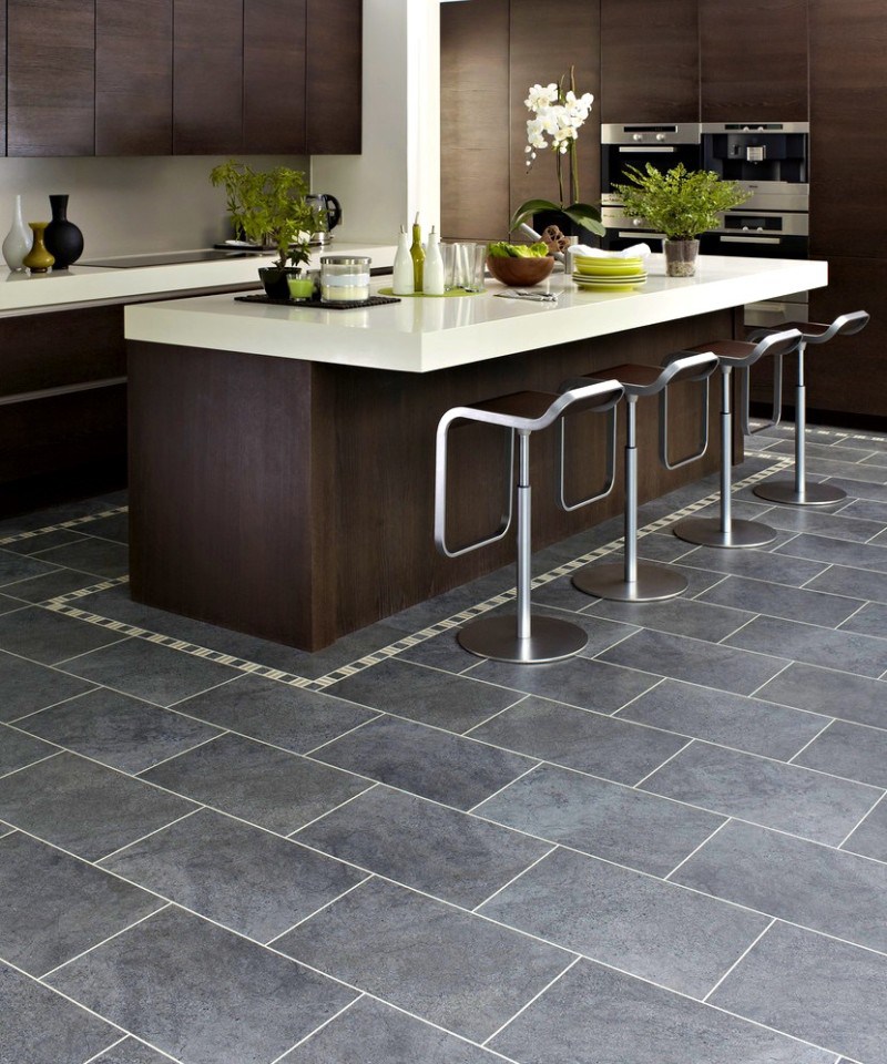 Delightful Dark Grey Kitchen Floor Tiles 