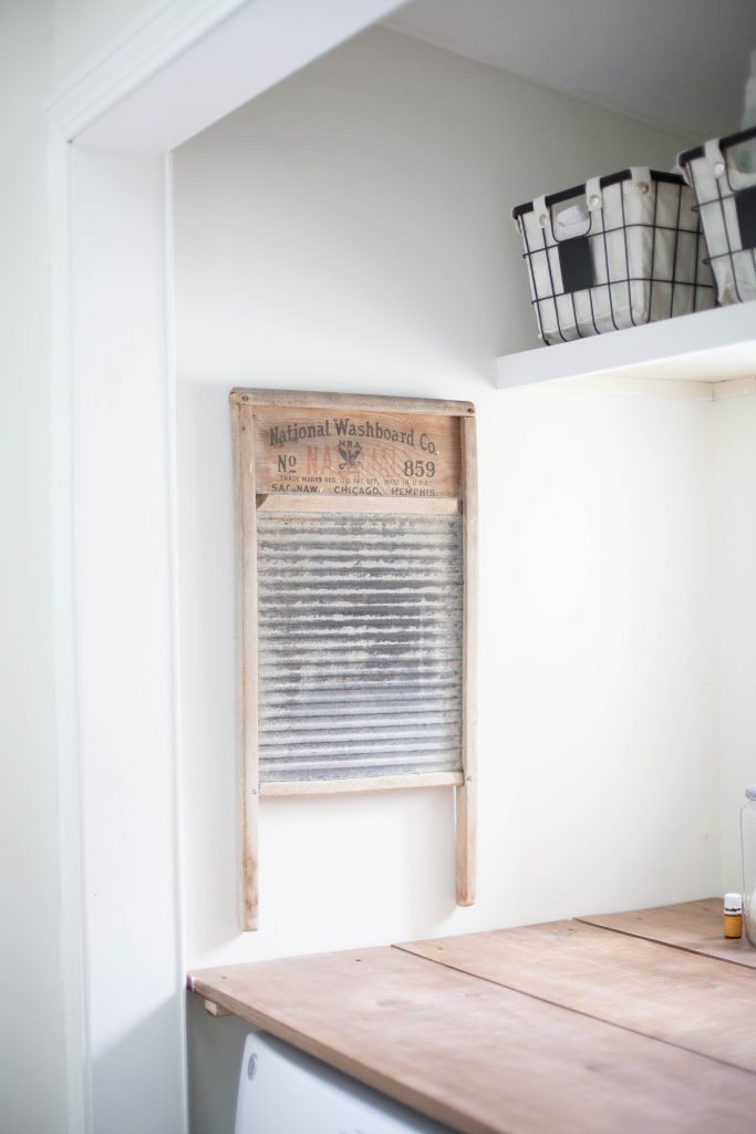 A vintage washboard makes for fun laundry room decor!