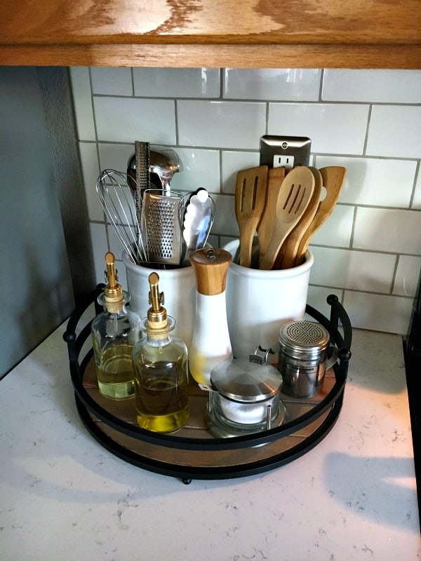 Organizing the Kitchen Counter with a tray and canisters
