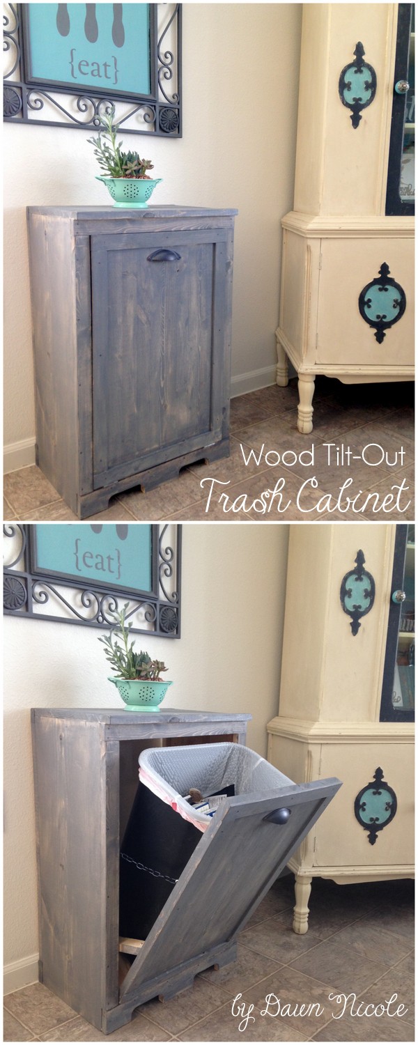 Wood Tilt Out Trash Can Cabinet | bydawnnicole.com