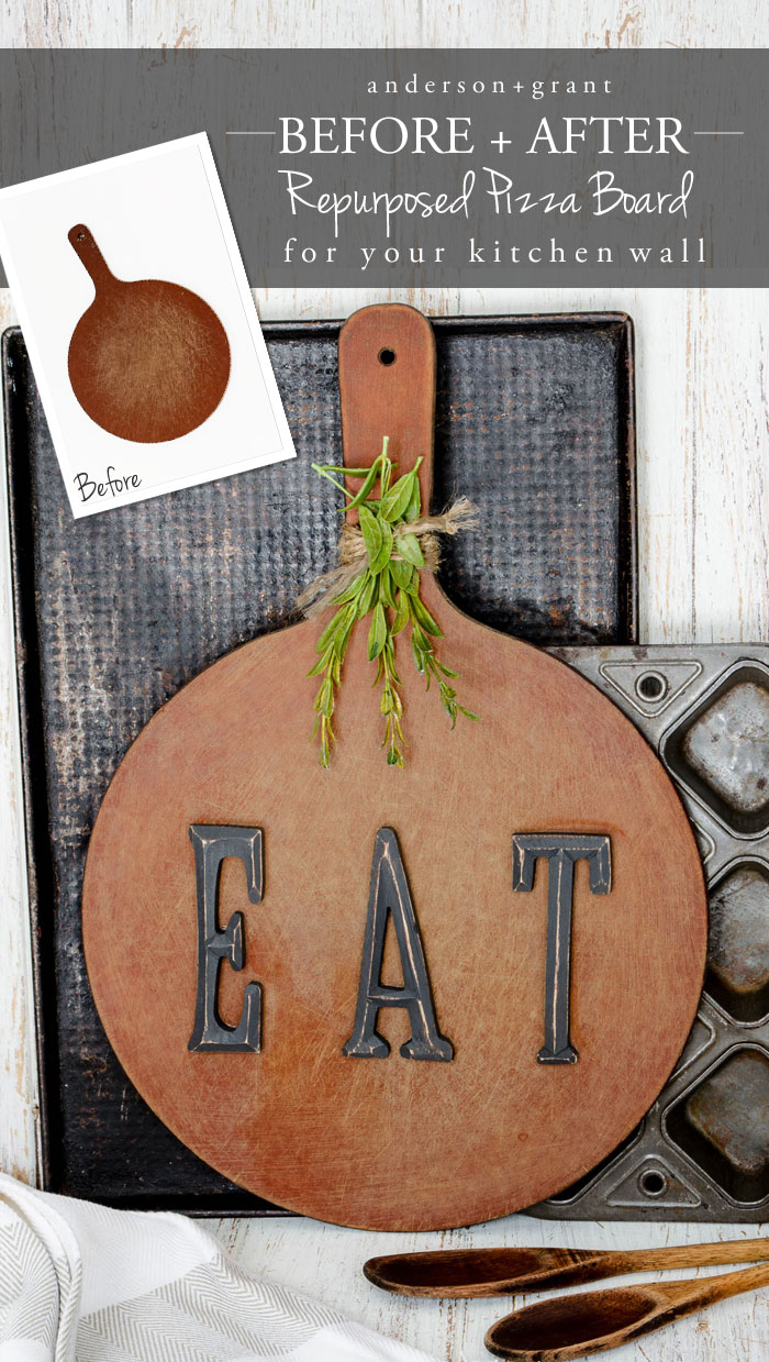 Learn how to repurpose an old cutting board into rustic art for your kitchen. | www.andersonandgrant.com