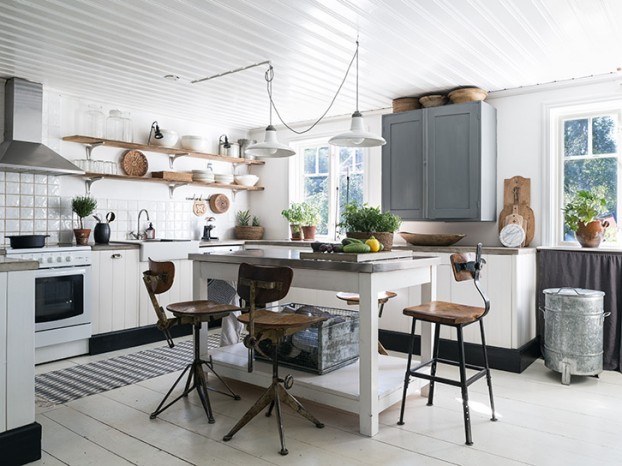 vintage open shelves kitchen