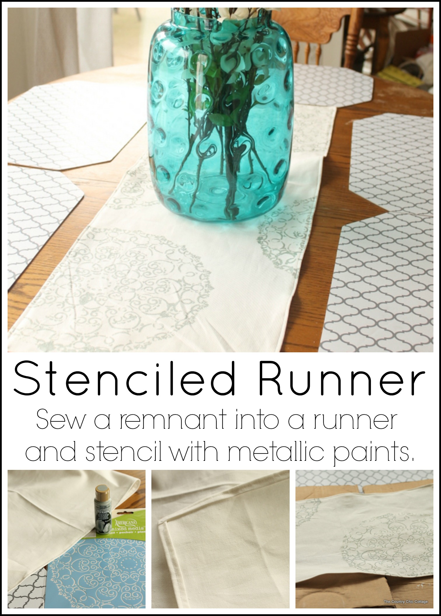 Make a stenciled runner for your table in a few simple steps!
